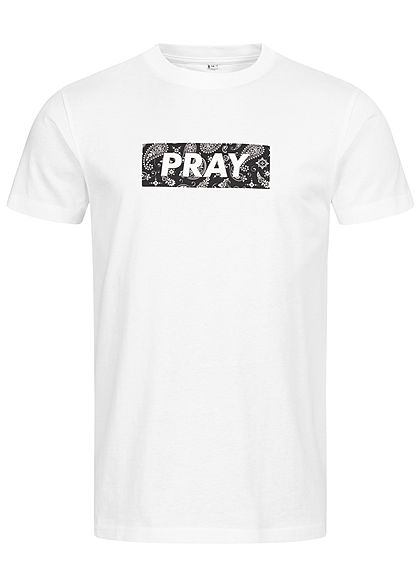 Mister Tee Heren T-Shirt Pray Box Paisley Print wit