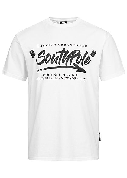 Southpole Herren T-Shirt Logo Print weiss schwarz