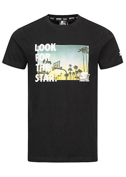 Starter Heren T-Shirt Look for the Star Court Print zwart