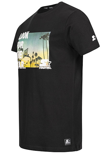 Starter Heren T-Shirt Look for the Star Court Print zwart