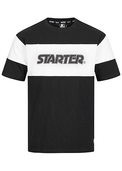 Starter Heren T-Shirt Logo Print Colorblock zwart wit