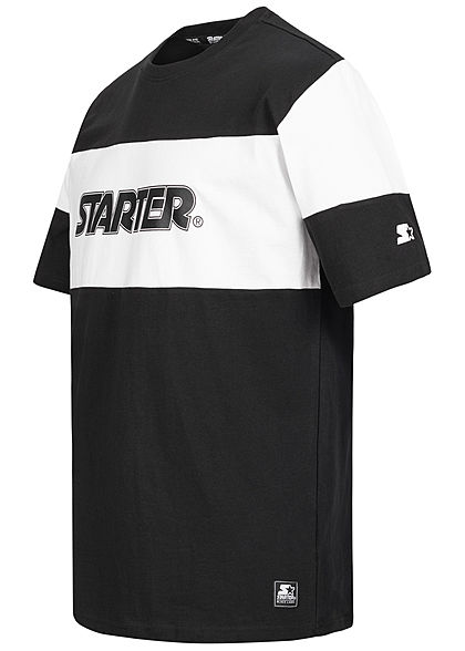 Starter Heren T-Shirt Logo Print Colorblock zwart wit
