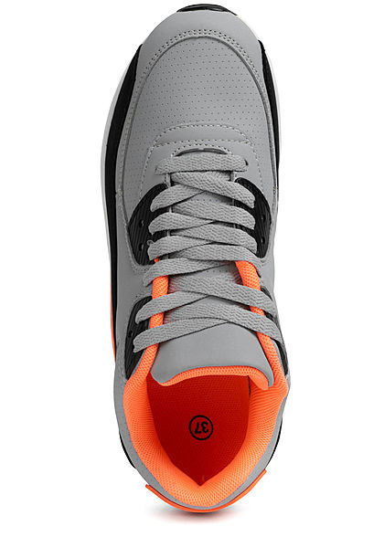 Seventyseven Lifestyle Dames Schoen Sneaker grijs zwart oranje