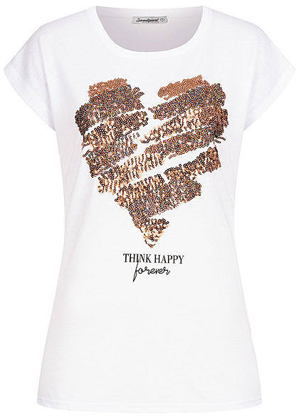 Seventyseven Lifestyle Dames T-Shirt Happy Print wit