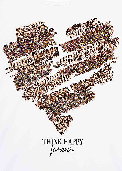 Seventyseven Lifestyle Dames T-Shirt Happy Print wit