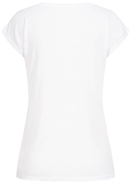 Seventyseven Lifestyle Dames T-Shirt Happy Print wit