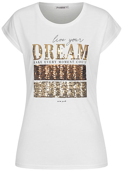 Seventyseven Lifestyle Dames T-Shirt DREAM Print wit