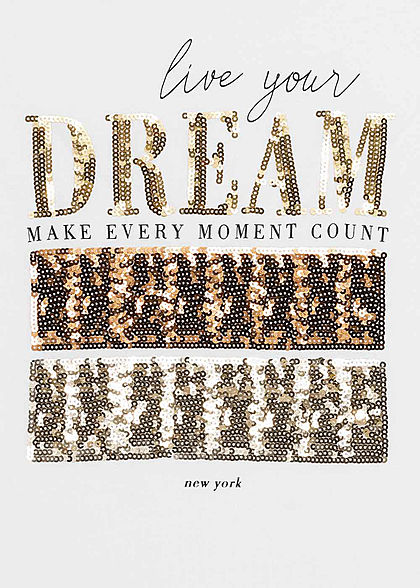 Seventyseven Lifestyle Dames T-Shirt DREAM Print wit