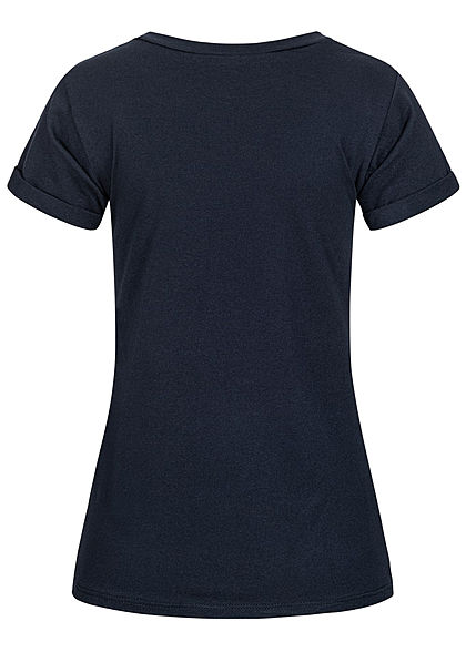 Fresh Tee Dames T-Shirt navy blauw wit goud