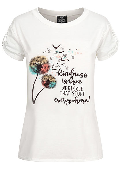 Fresh Tee Dames T-Shirt Kindness Print wit - Art.-Nr.: 21035548