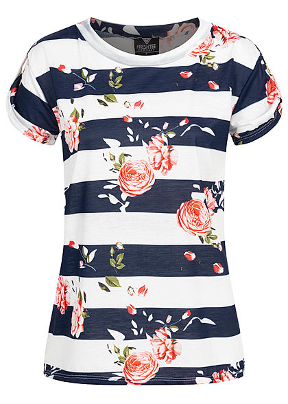 Fresh Tee Dames T-Shirt wit blauw - Art.-Nr.: 21035552