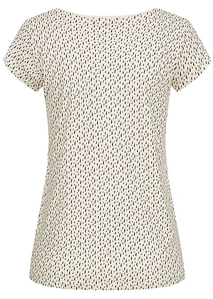 Sublevel Dames T-Shirt Druppels Print nude beige zwart