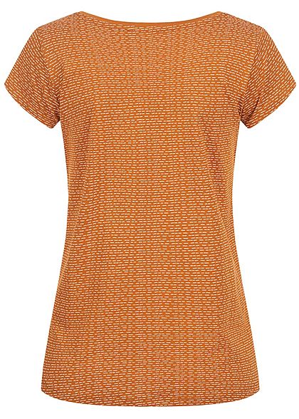 Sublevel Dames T-Shirt Dash Print toffee bruin wit