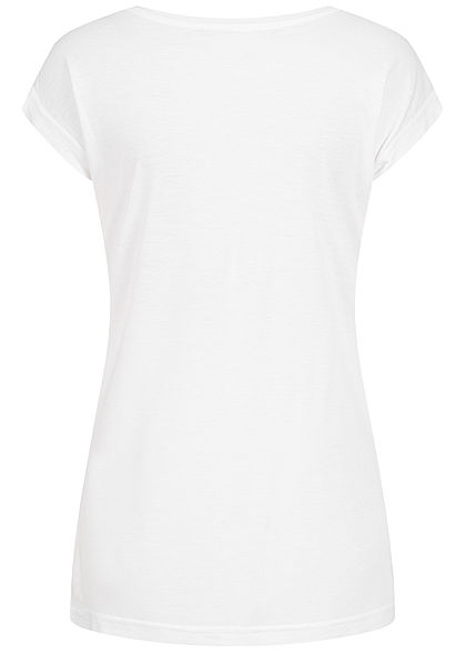 Sublevel Damen T-Shirt Oh là là Pailletten Print weiss rosa gold