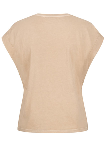 Tom Tailor Dames V-Neck T-Shirt dune beige