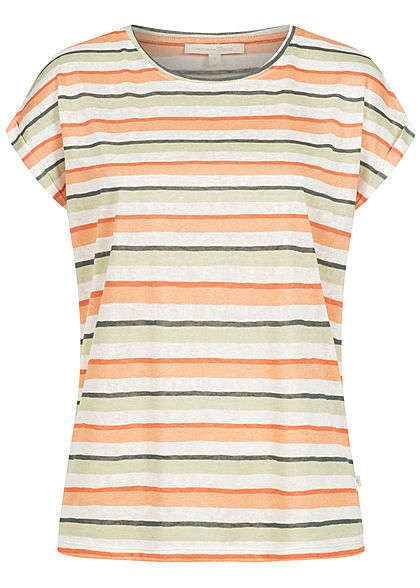 Tom Tailor Dames T-Shirt Strepen Print mulicolor rood groen