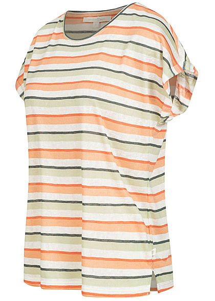 Tom Tailor Dames T-Shirt Strepen Print mulicolor rood groen