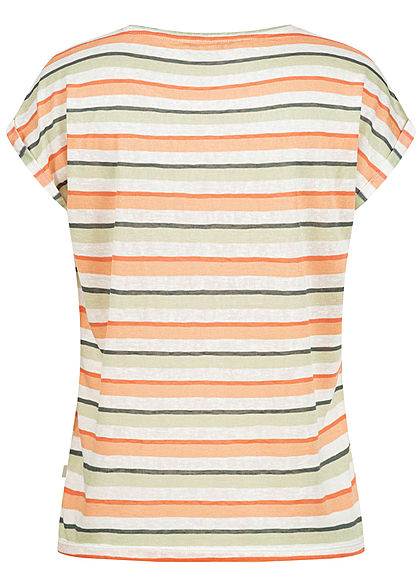 Tom Tailor Dames T-Shirt Strepen Print mulicolor rood groen