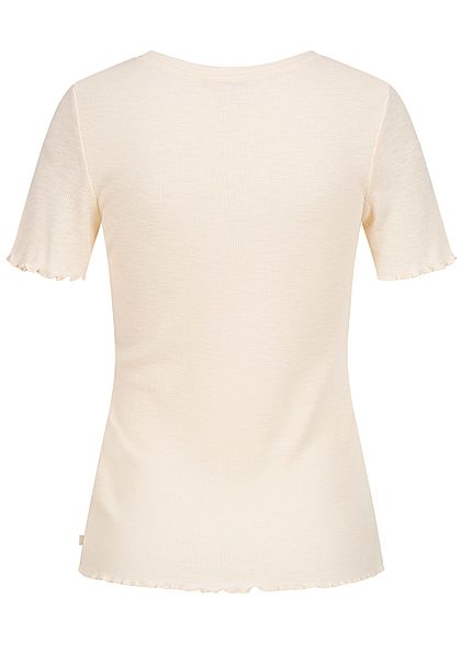 Tom Tailor Dames Ribbed T-Shirt soft creme beige