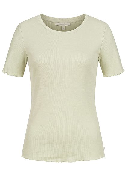 Tom Tailor Dames Ribbed T-Shirt dusty licht groen