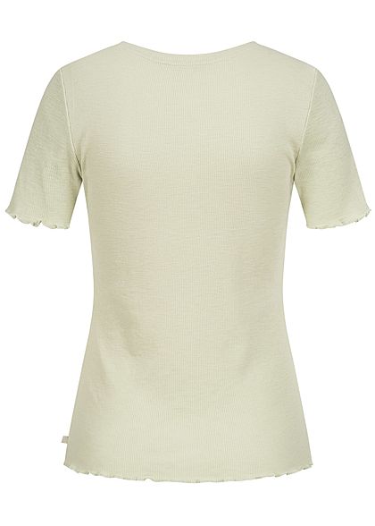 Tom Tailor Dames Ribbed T-Shirt dusty licht groen