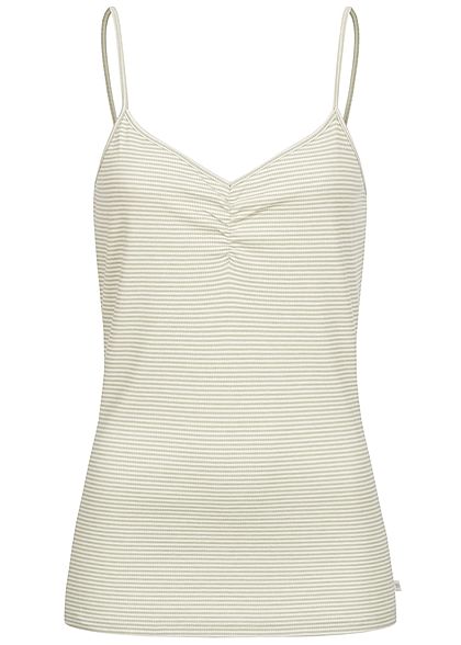 Tom Tailor Dames V-Neck Top Strepen Patroon groen wit