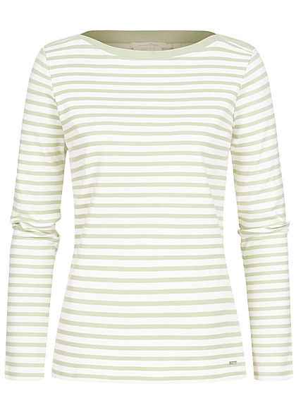 Tom Tailor Dames Longsleeve Strepen Patroon pine groen wit