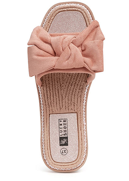 Seventyseven Lifestyle Damen Schuh Sandale Materialmix Deko Schleife Velouroptik rosa