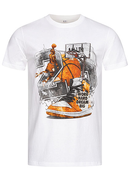Mister Tee Herren T-Shirt Vintage Ballin Basketball Print weiss - Art.-Nr.: 21041672