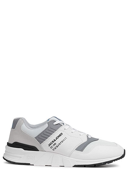 Jack and Jones Herren Schuh Materialmix Sneaker zum schnüren weiss grau schwarz