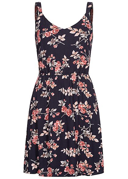 ONLY Dames NOOS Mini jurk met V-hals en bloemenprint marineblauw