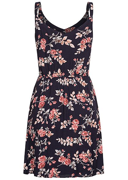ONLY Dames NOOS Mini jurk met V-hals en bloemenprint marineblauw