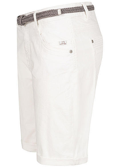 Urban Surface Dames Casual Fit Bermuda Jeans Shorts ivory wit denim