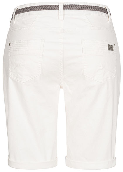 Urban Surface Dames Casual Fit Bermuda Jeans Shorts ivory wit denim