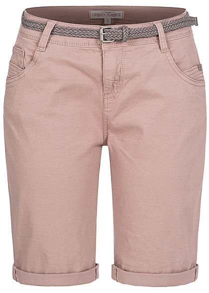 Urban Surface Dames Casual Fit Bermuda Jeans Shorts pale mauve roze - Art.-Nr.: 21041793
