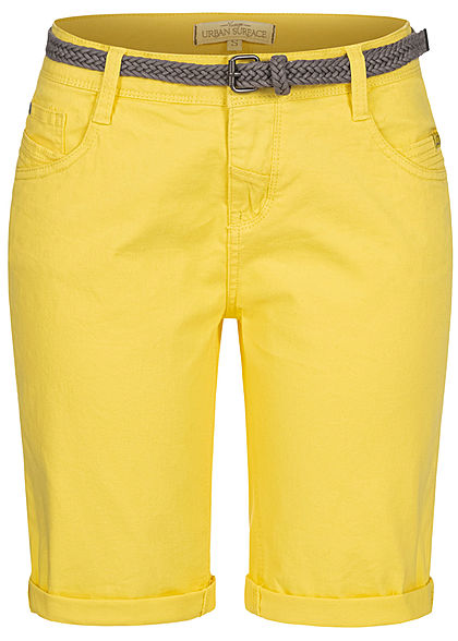 Urban Surface Dames Casual Fit Bermuda Jeans Shorts citrus geel