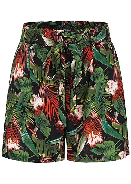 Urban Surface Dames Shorts Tropical Print zwart - Art.-Nr.: 21041812
