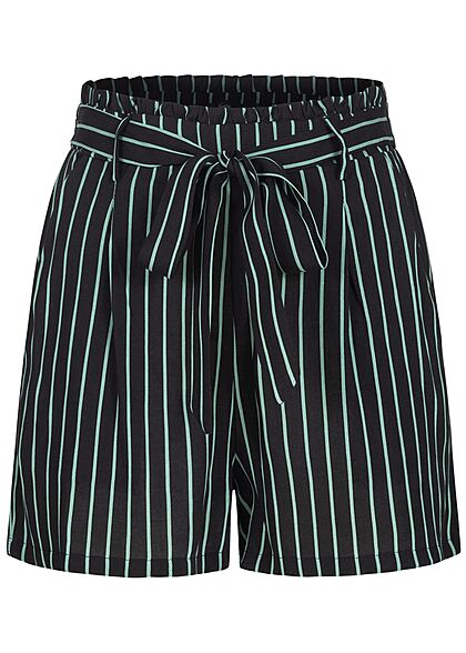 Urban Surface Dames Shorts Strepen Print zwart groen - Art.-Nr.: 21041814