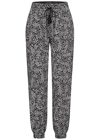 Hailys Dames Viscose Broek 2-Pocket All Over Print zwart grijs