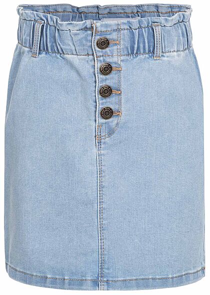 Name It Kids Mädchen High Waist Mini Jeans Rock Knopfleiste hell blau denim