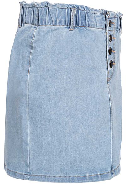 Name It Kids Mädchen High Waist Mini Jeans Rock Knopfleiste hell blau denim