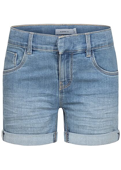Name It Kids Mädchen NOOS kurze Jeans Shorts 5-Pockets medium blau denim - Art.-Nr.: 21041927