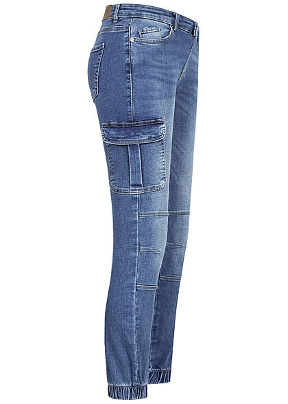 ONLY Dames NOOS Skinny Cargo Ankle Jeans Broek 7-Pockets Regular Waist medium blauw denim