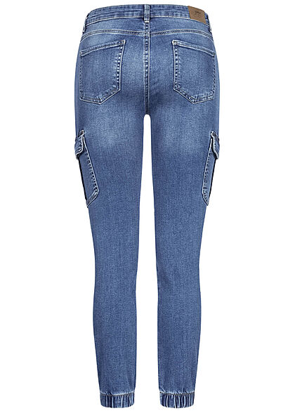 ONLY Dames NOOS Skinny Cargo Ankle Jeans Broek 7-Pockets Regular Waist medium blauw denim