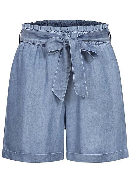 Tom Tailor Dames Paperbag High-Waist Shorts 4-Pockets used blauw denim - Art.-Nr.: 21041940