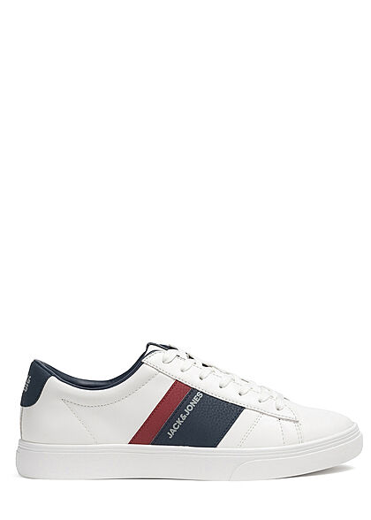 Jack and Jones Herren Schuh Colorblock Kunstleder Sneaker bright weiss navy bordeaux