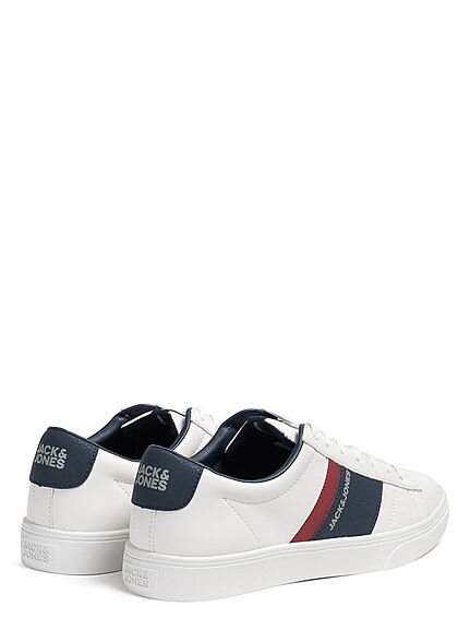 Jack and Jones Herren Schuh Colorblock Kunstleder Sneaker bright weiss navy bordeaux