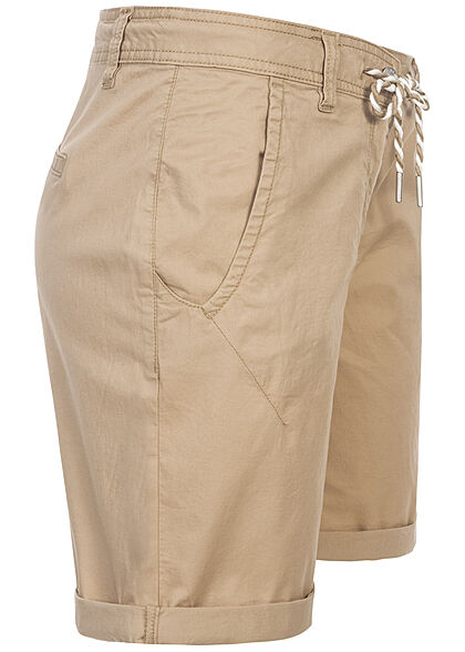 Tom Tailor Dames Bermuda Capri Broek 4-Pockets desert linen beige