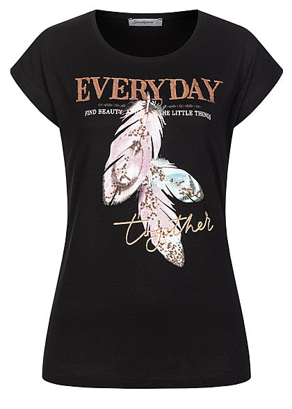 Seventyseven Lifestyle Dames T-Shirt Everyday Print zwart