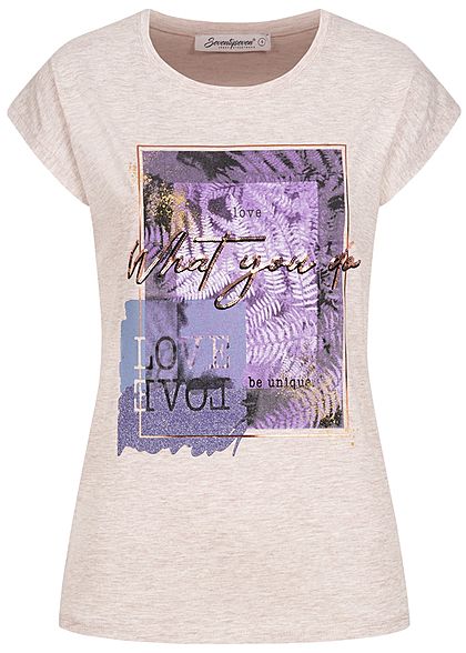 Seventyseven Lifestyle Dames T-Shirt What you do Print oatmeal beige melange